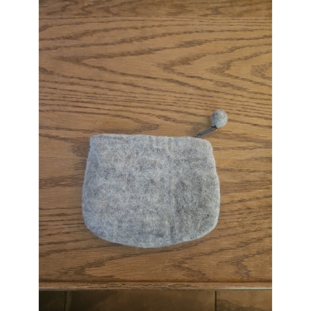 BEE SWEET Felted Wool Zip Pouch/Bag with bumblebees, flower, and hive. - Picture 2 of 8